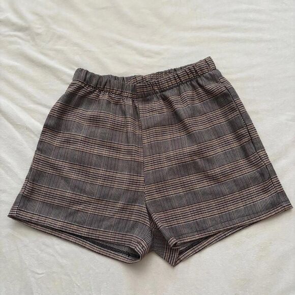 Plaid Pull On Shorts Medium Elastic Waist Preppy Academia Luxury - Picture 1 of 7